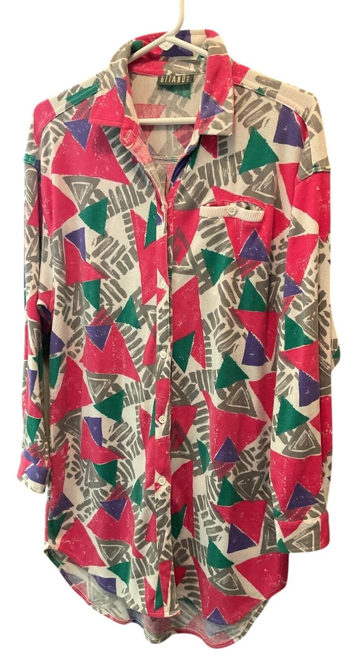 Gitano Vintage 1980s Multi Color Sweatshirt Dress Large Retro